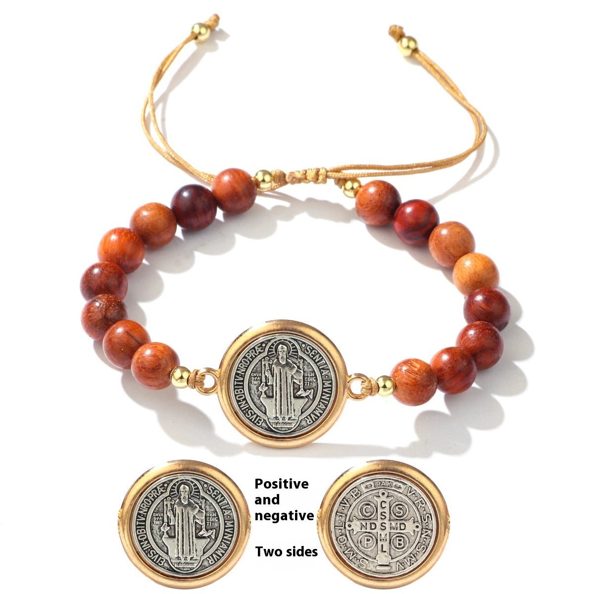 Saint Benedict Bracelet Pull Adjustable Carrying Strap Beads