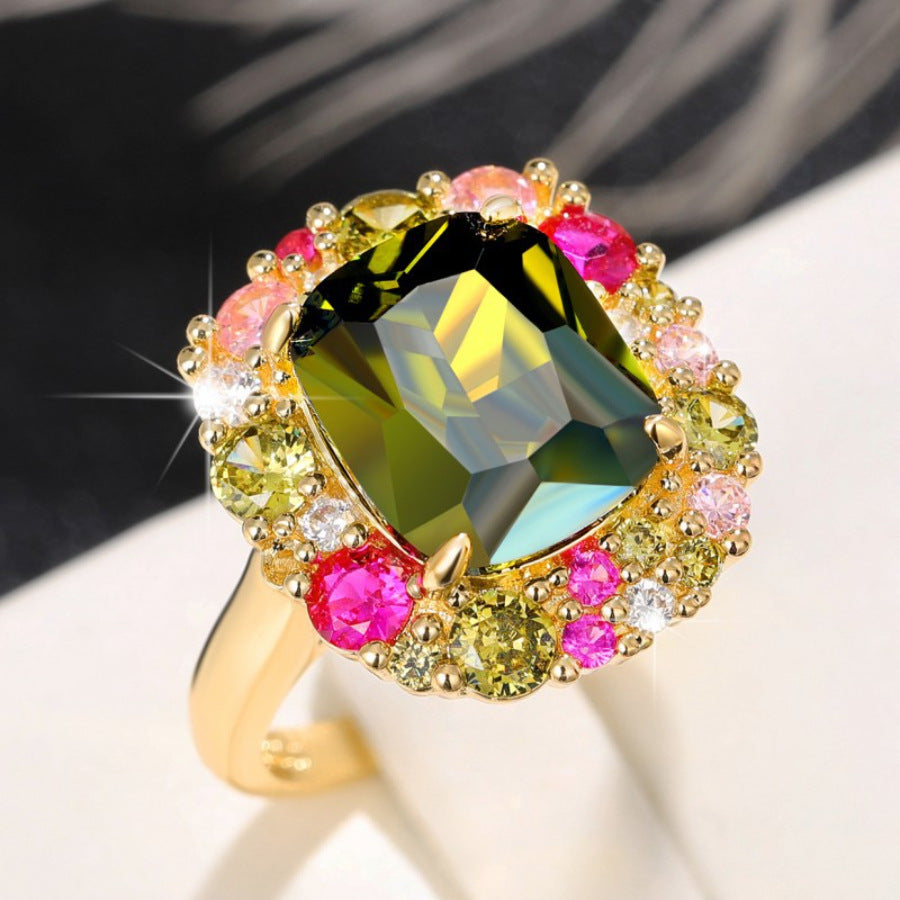 Alloy Inlaid Zircon Ring