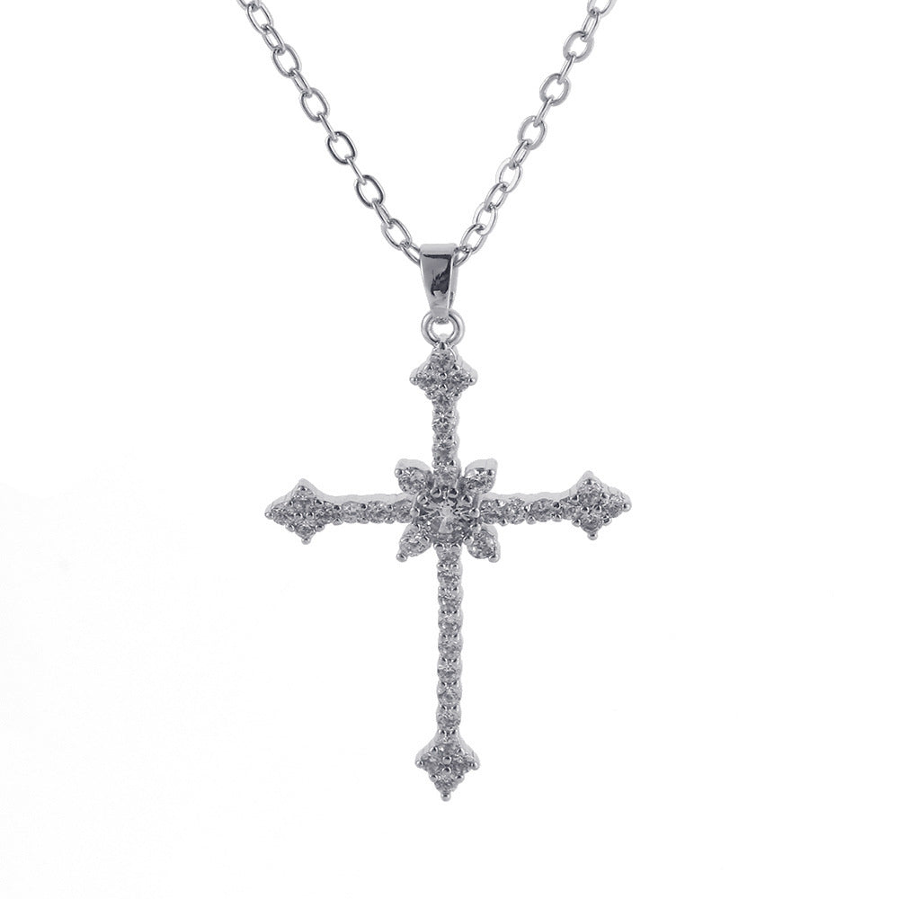 Diamond Asterism Cross Pendant Necklace