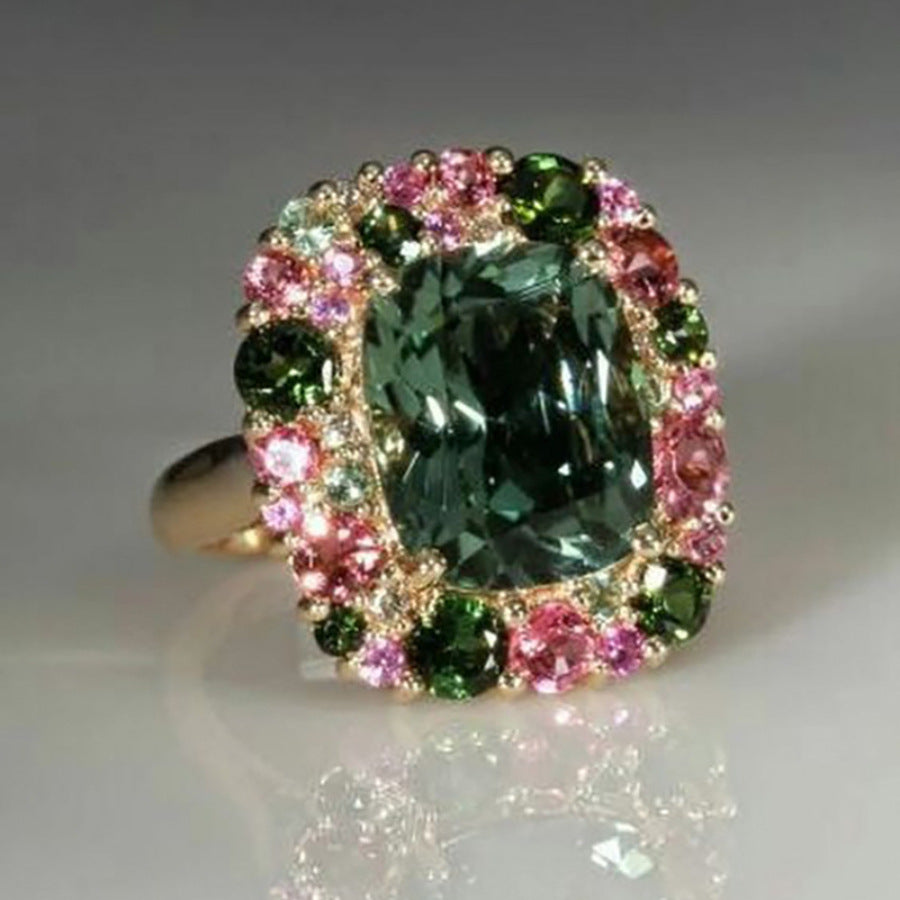 Alloy Inlaid Zircon Ring
