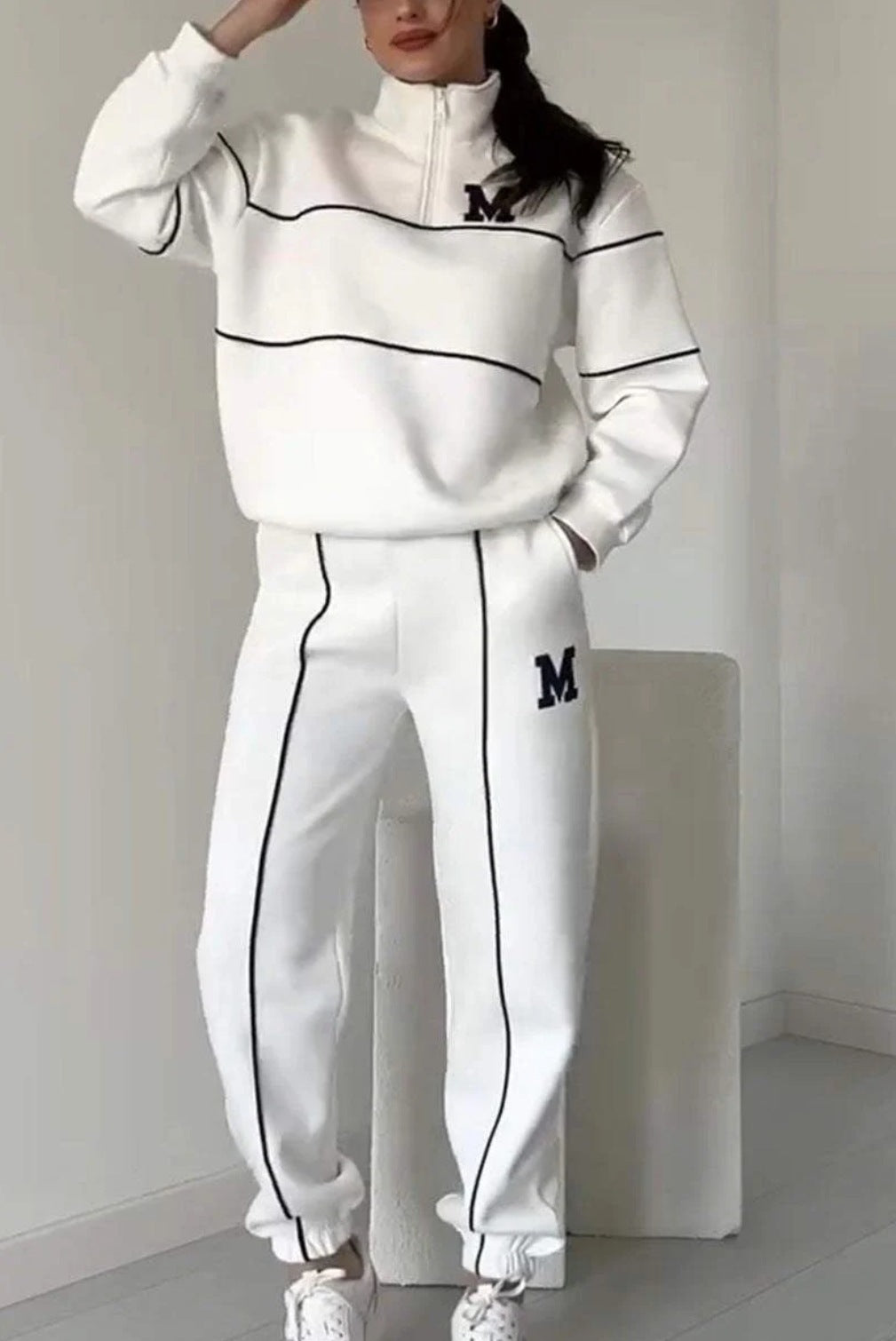 2 Piece Outfits Lounge Hoodless Pullover Sweatshirt Sweatsuit Sets Sweatshirt Baggy Fashion Sweatpants With Pockets