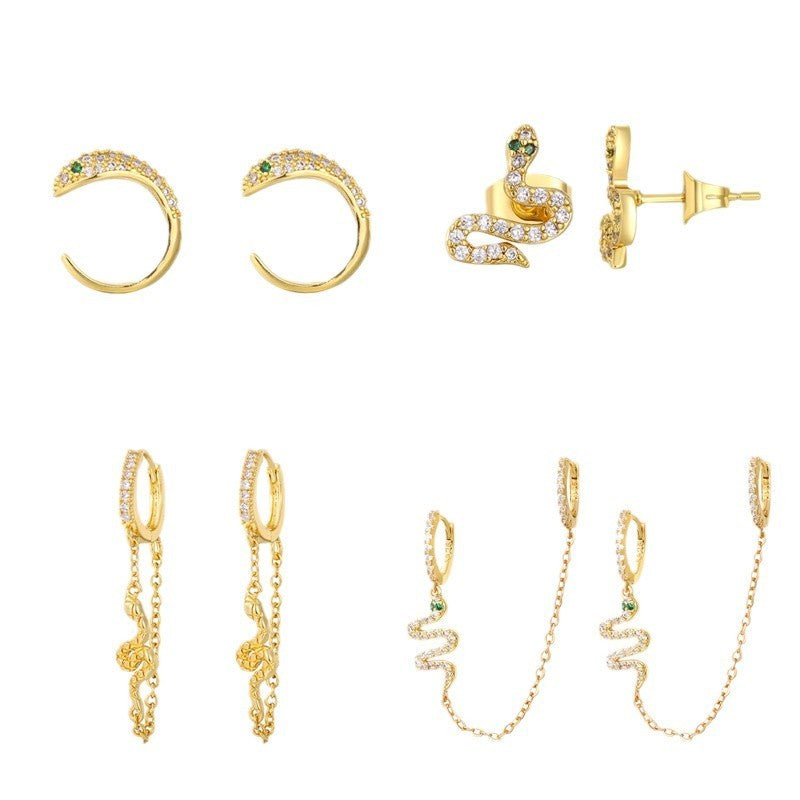 Luxury Zircon Snake Stud Earrings