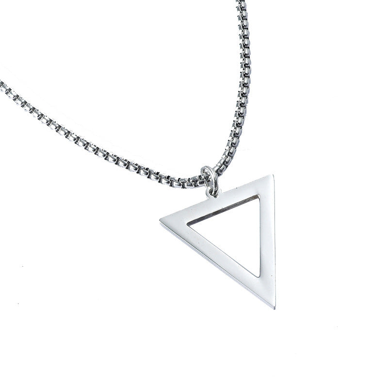 Titanium Steel Black Triangle Square Necklace