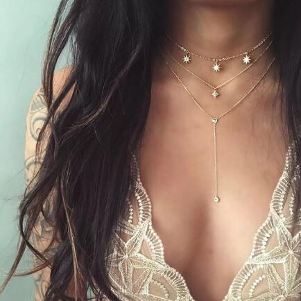 Multi-layer pendant long necklace