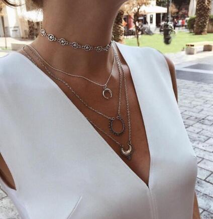 Multi-layer pendant long necklace