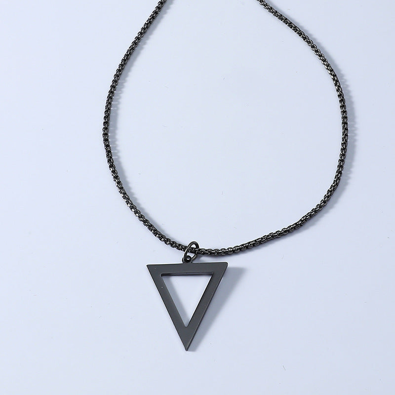 Titanium Steel Black Triangle Square Necklace