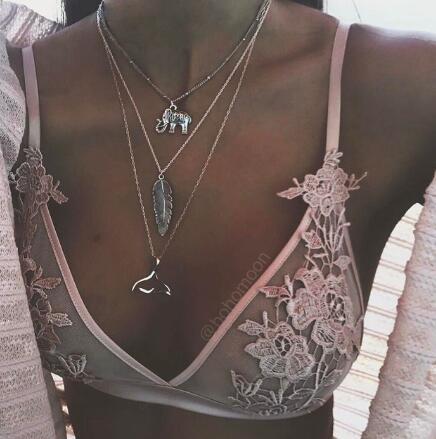 Multi-layer pendant long necklace