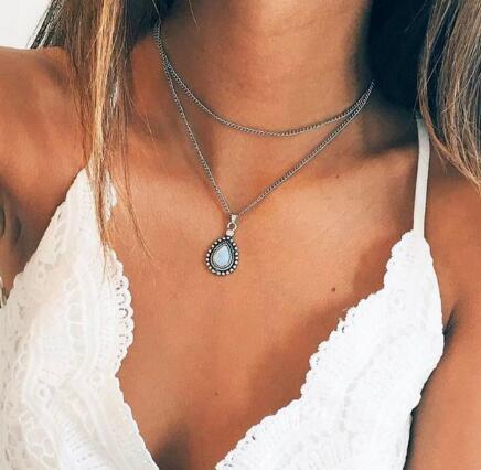 Multi-layer pendant long necklace