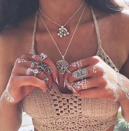 Multi-layer pendant long necklace