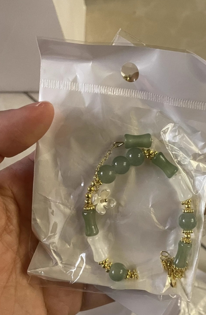 Flower Embellishment Bracelet, Style Bamboo Segment Bracelet