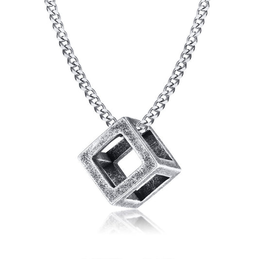 Titanium Steel Black Triangle Square Necklace