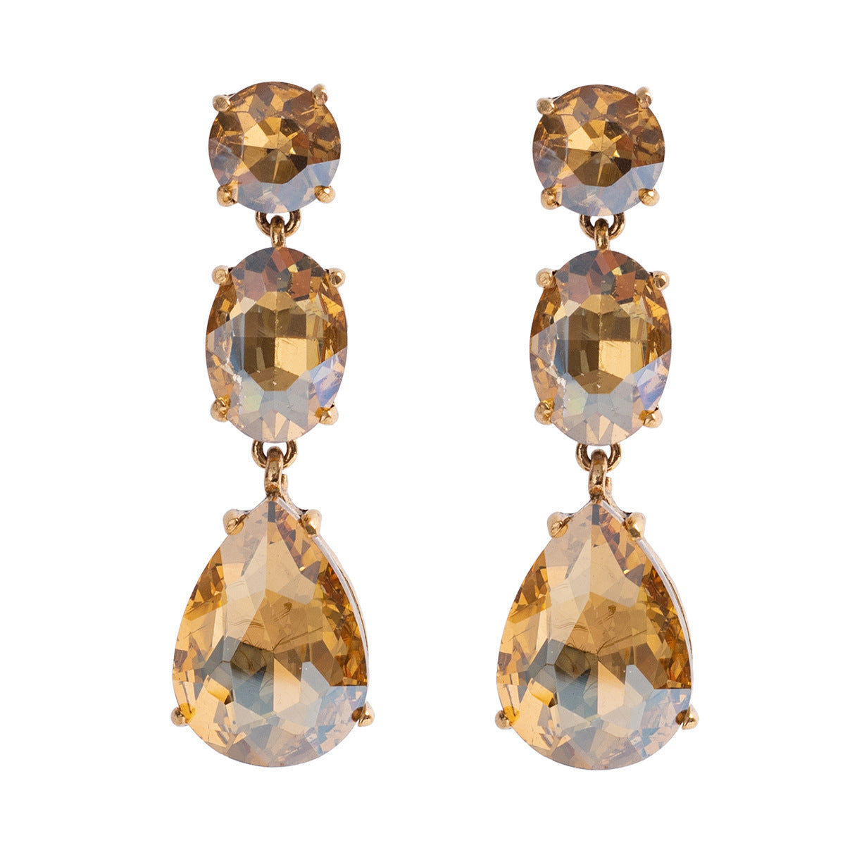 Crystal Alloy Inlaid Color Diamond Earrings