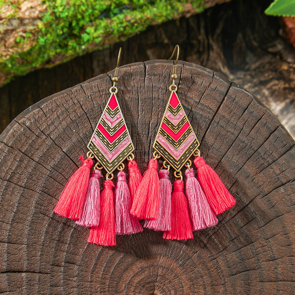 Bohemian Style Hand-woven Tassel Earrings