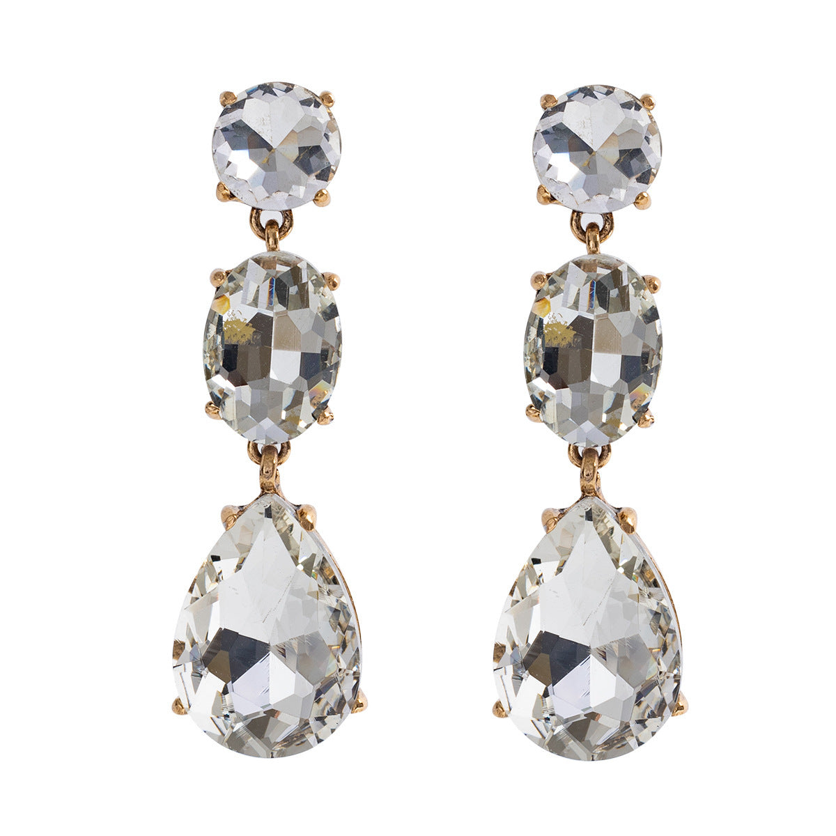 Crystal Alloy Inlaid Color Diamond Earrings
