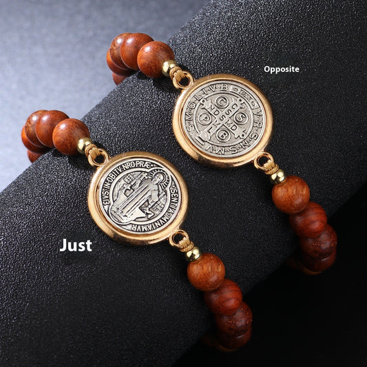 Saint Benedict Bracelet Pull Adjustable Carrying Strap Beads
