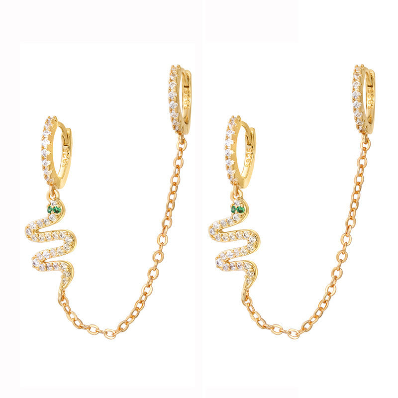 Luxury Zircon Snake Stud Earrings