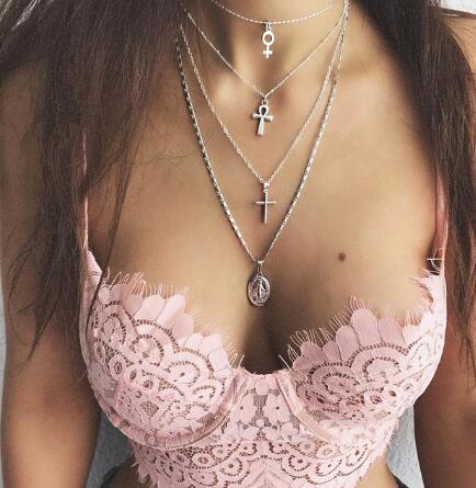 Multi-layer pendant long necklace