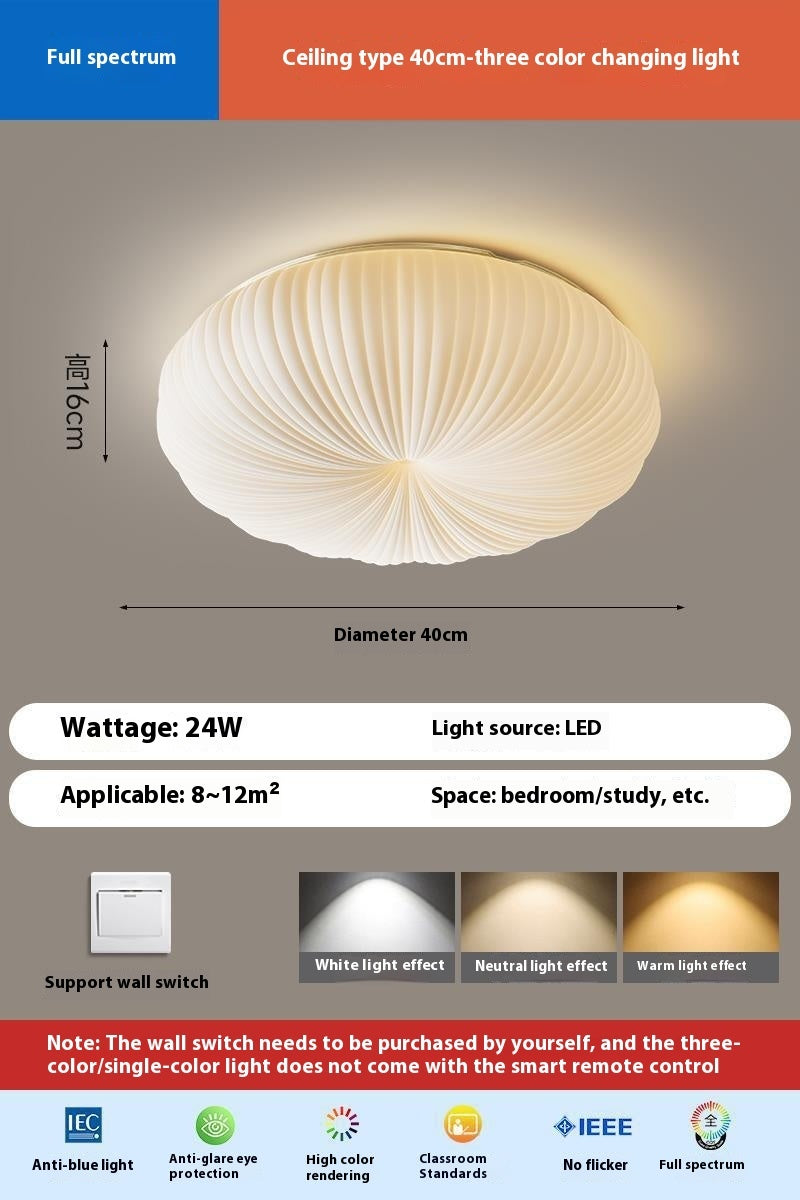 Bedroom Ceiling Lamp Nordic Cream Style Warm Creative Eye Protection