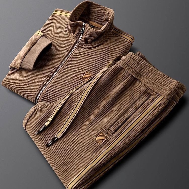 Light Luxury Warm Striped Casual Men's Sportswear