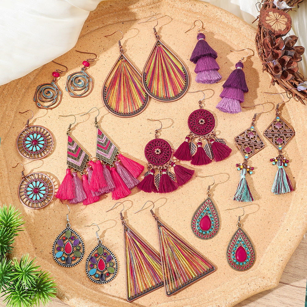 Bohemian Style Hand-woven Tassel Earrings