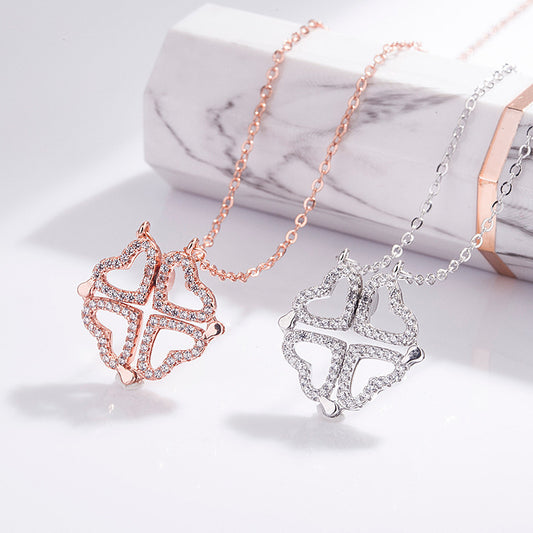 Silver Multi-wear Clover Necklace For Women