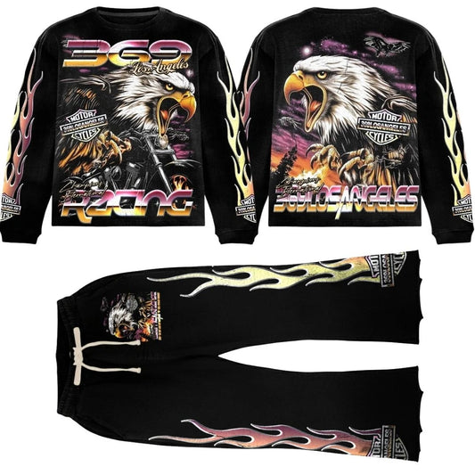 Eagle Long-Sleeve T-Shirt & Flare Sweatpants Full Set