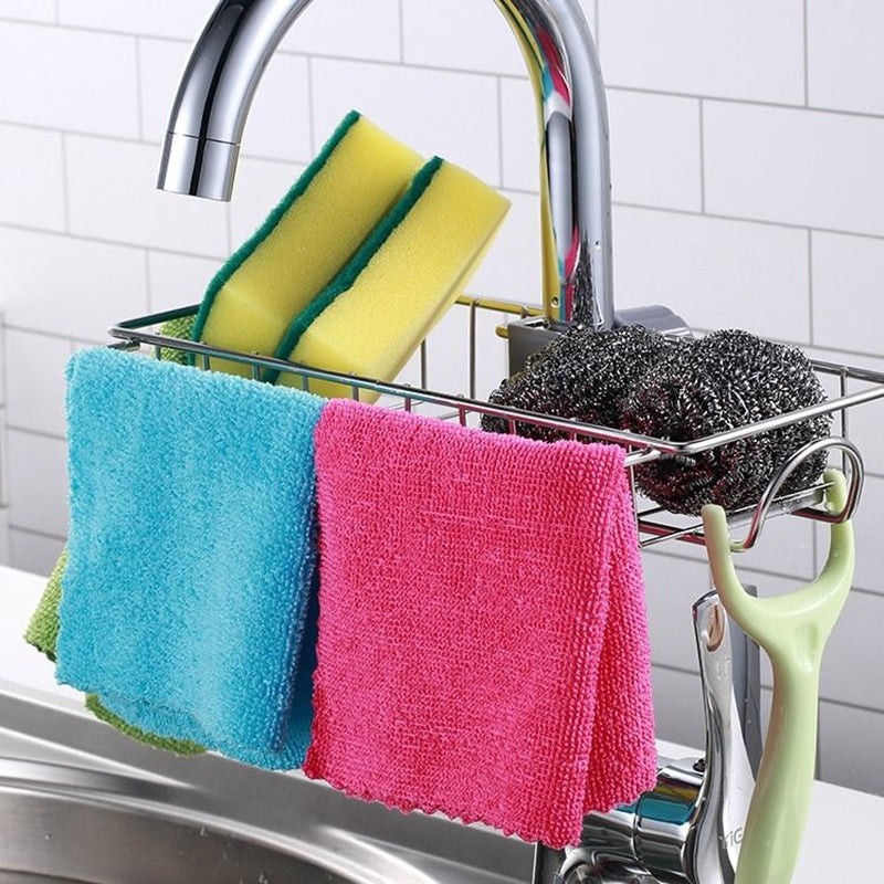 Adjustable Sink Drain Rack Sponge Storage Faucet Holder