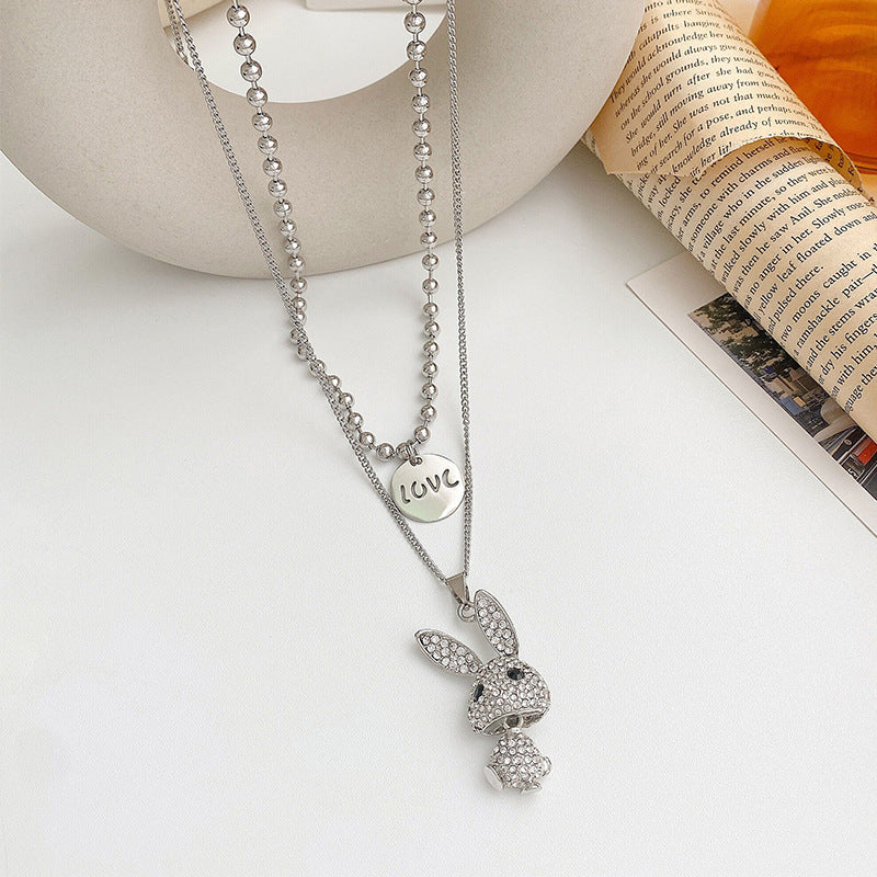 Double Decorative Titanium Steel Necklace, Light Luxury
