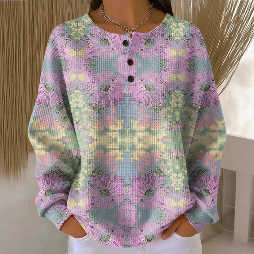 Womens Plaid Pumpkin Floral Butterfly Print Hoodie With Buttons