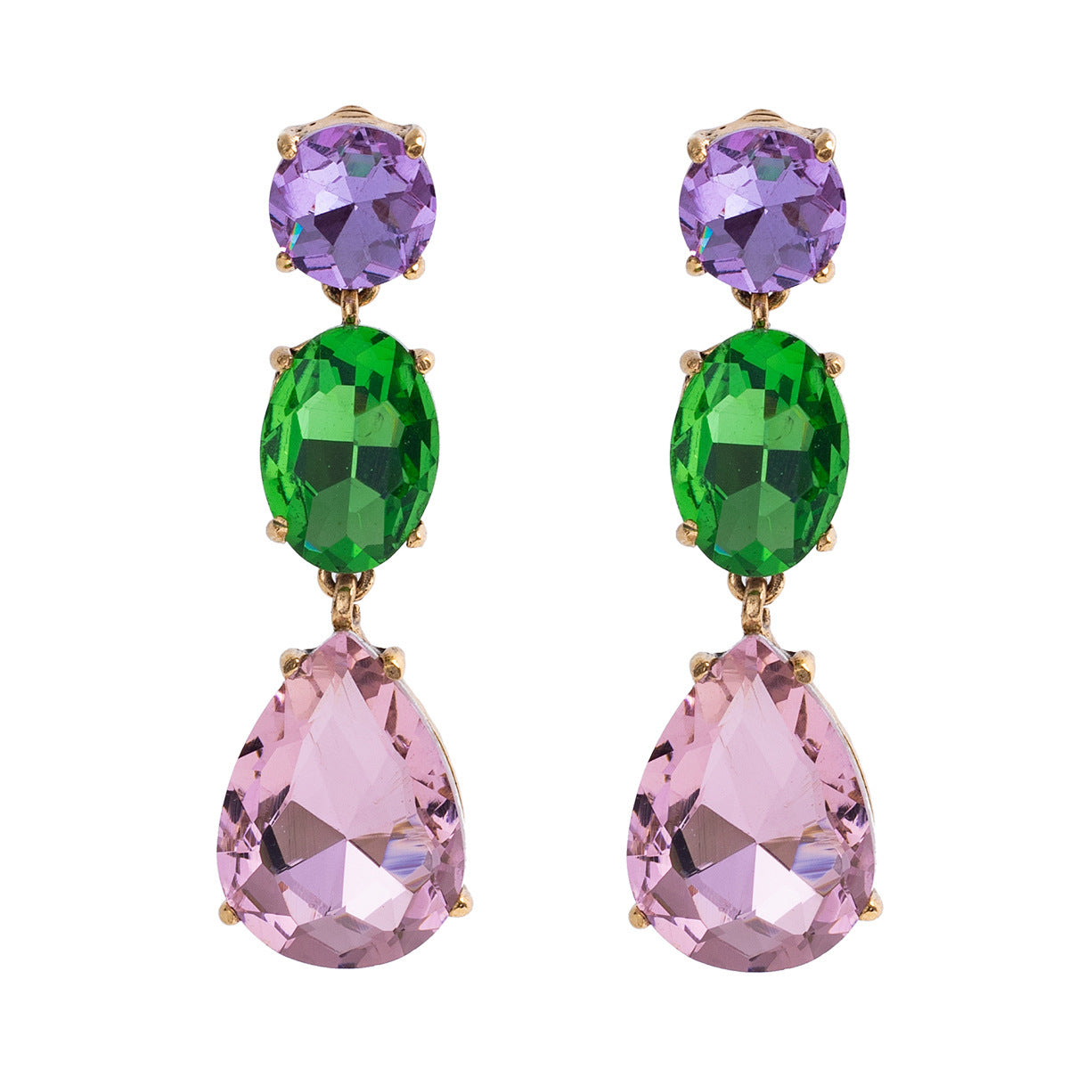 Crystal Alloy Inlaid Color Diamond Earrings