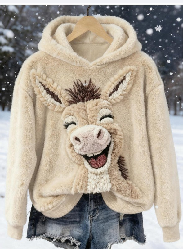 Womens Printed Hoodie Solid-Color Hooded Sweatshirt Top