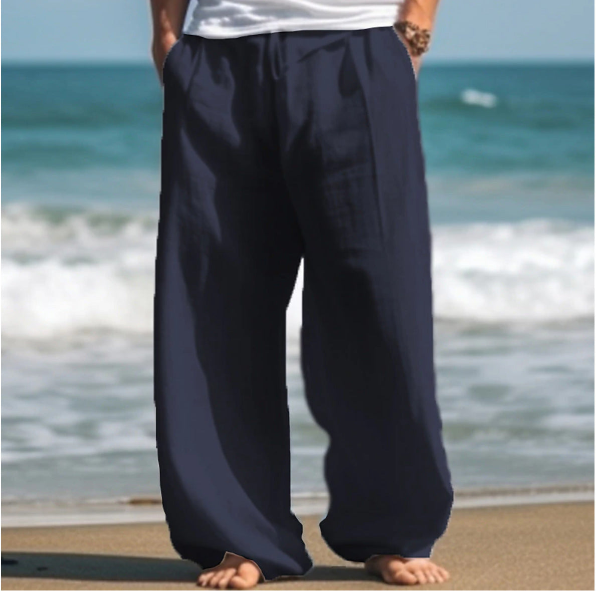 Pants Beach Solid Color Straight
