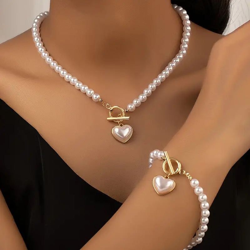 Love Pearl,Necklace, Bracelet Set