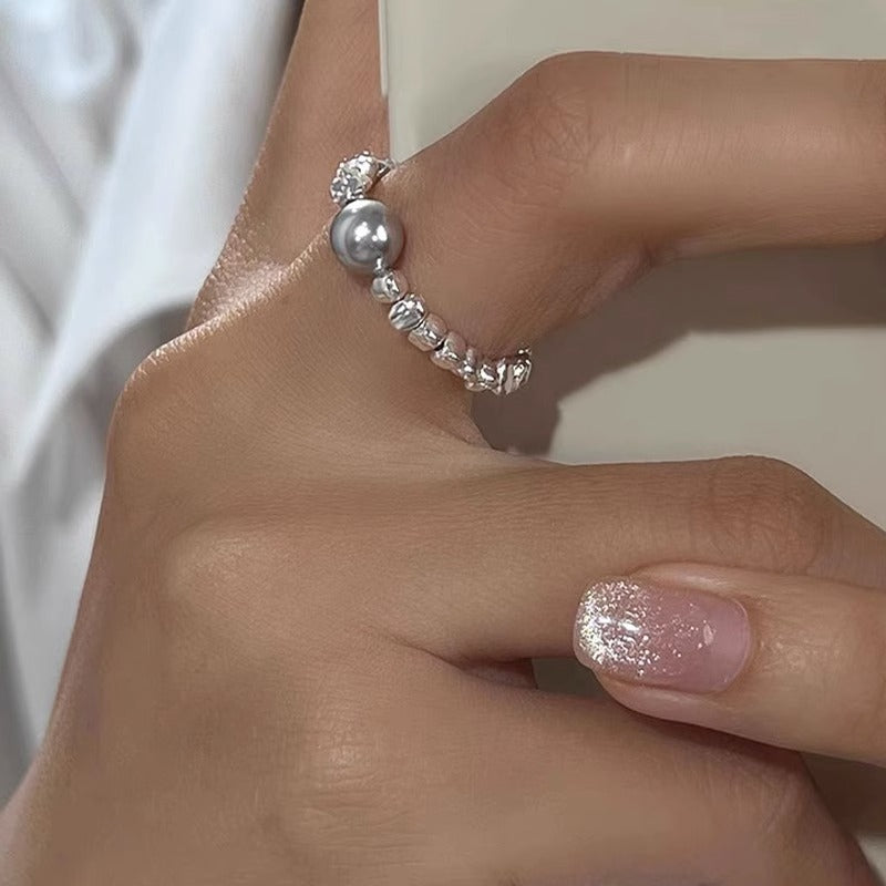 Irregular Silver Pearl Ring