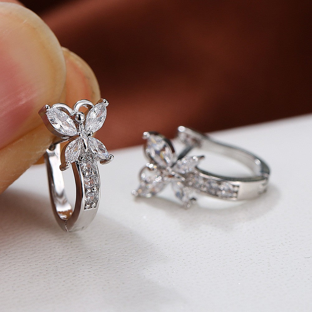 Vintage Pastoral Style Earrings, Small Butterfly Ear Clip