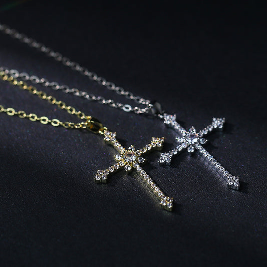 Diamond Asterism Cross Pendant Necklace