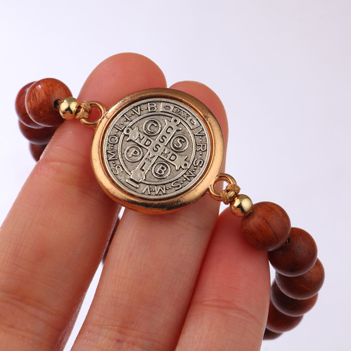 Saint Benedict Bracelet Pull Adjustable Carrying Strap Beads