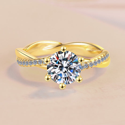 1 Karat Moissanite Sterling Silver Ring