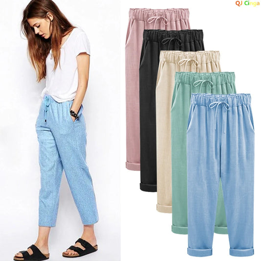 Elastic Mid Waist Ankle Length Pant