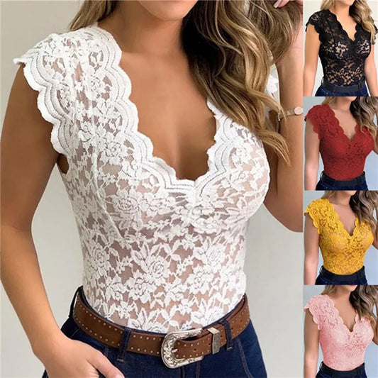 Summer Women Lace Sexy Camisole V Neck