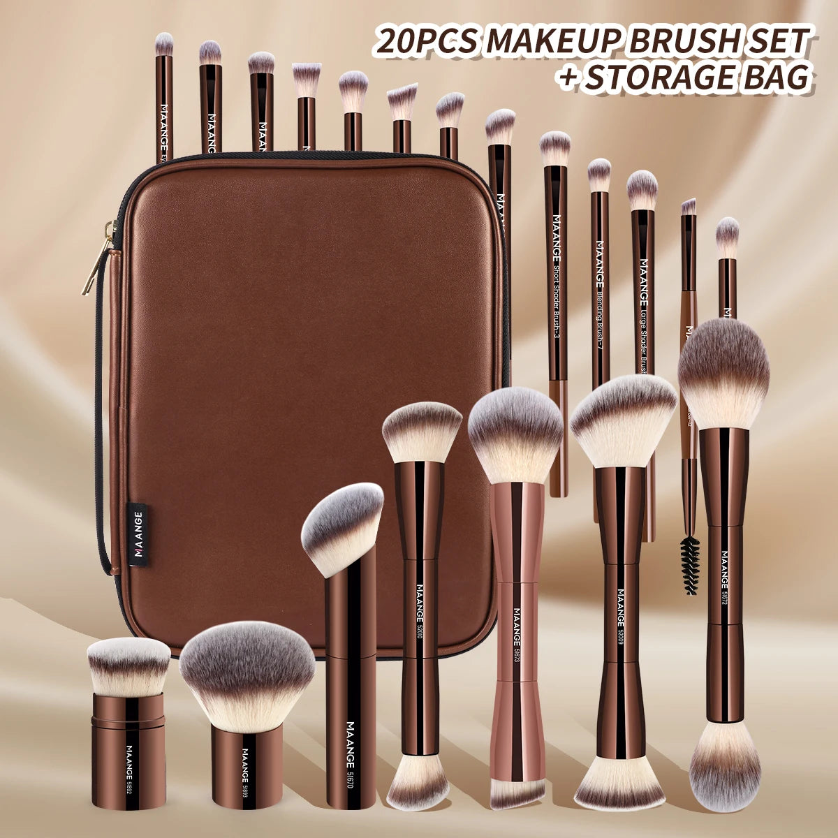 20pcs Pro Makeup Brushes + Storage Bag