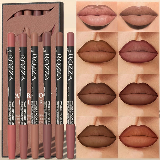 6pcs Nude Lip Liner Set - Water-Resistant, Non-Smudging & Easy-to-Apply