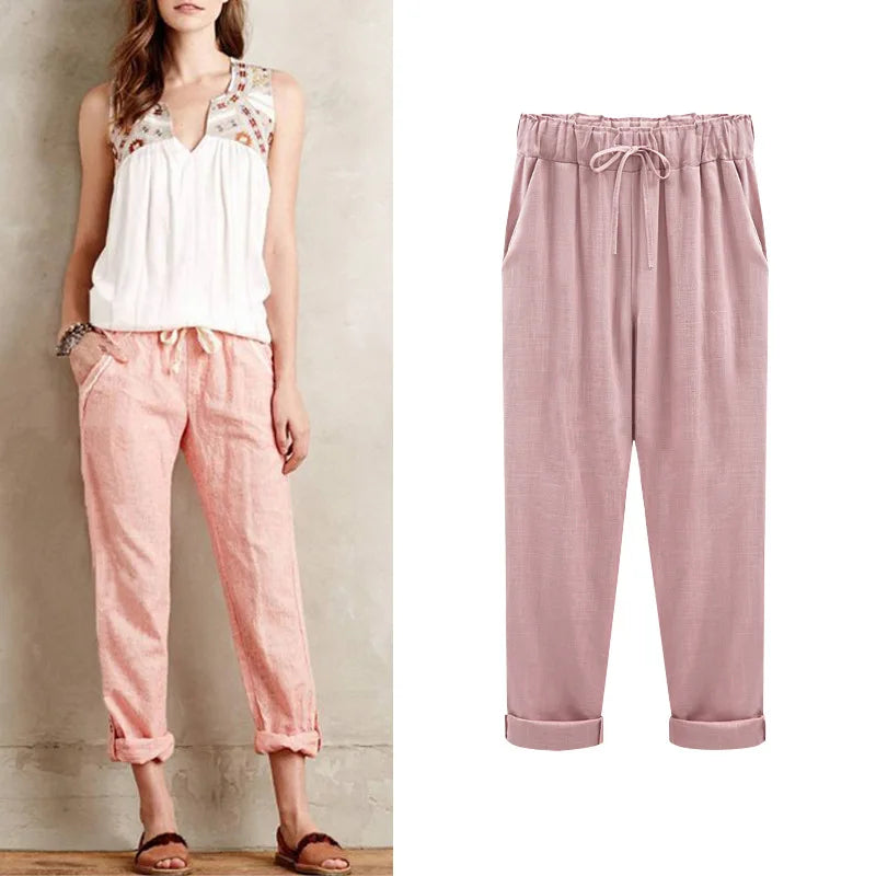 Elastic Mid Waist Ankle Length Pant