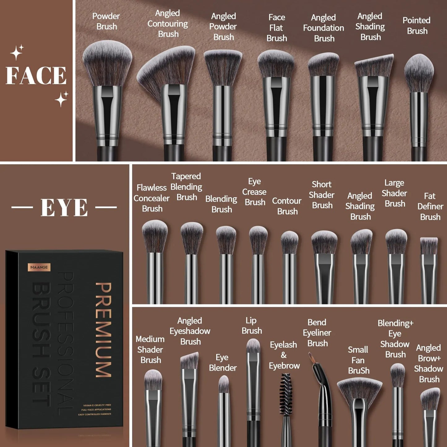 Professional Gift Box 25 Pieces Makeup Brushes Kit