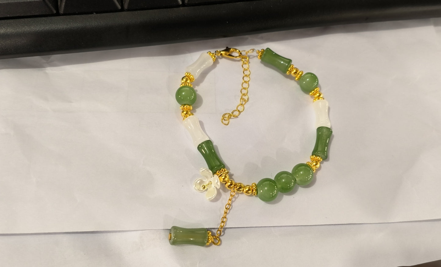 Flower Embellishment Bracelet, Style Bamboo Segment Bracelet