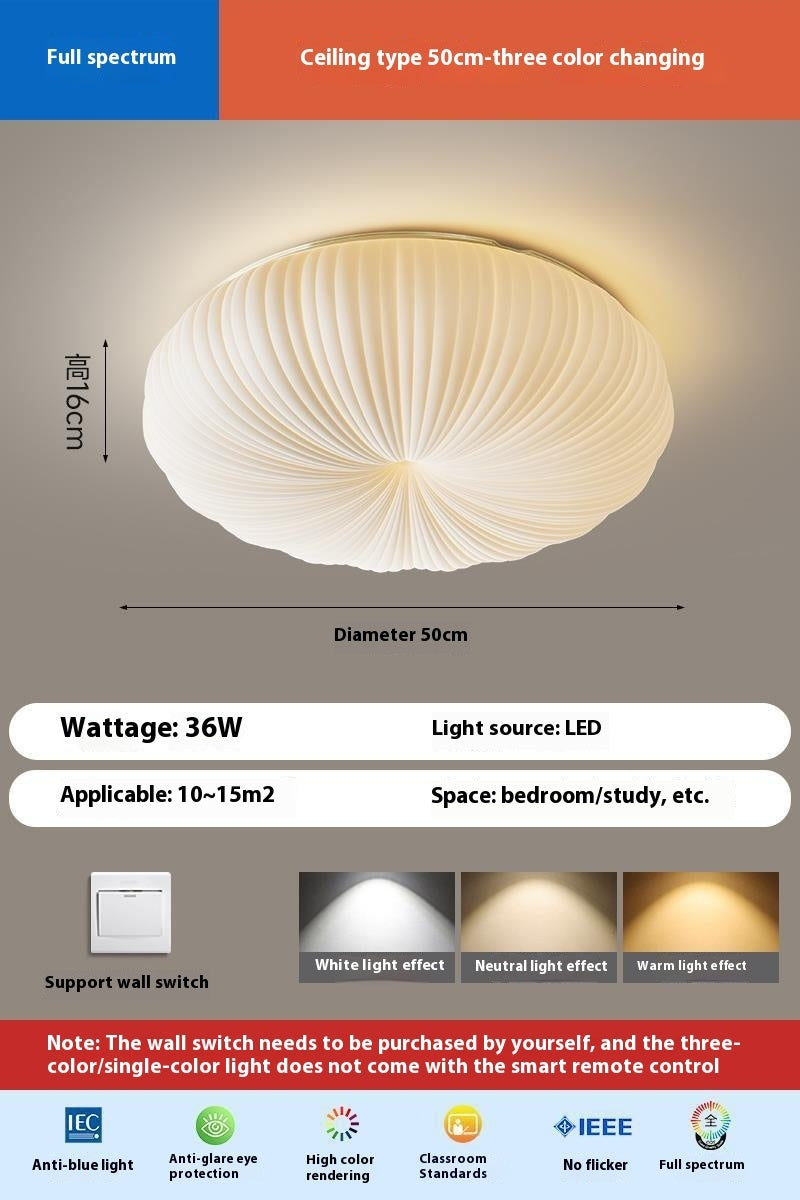 Bedroom Ceiling Lamp Nordic Cream Style Warm Creative Eye Protection