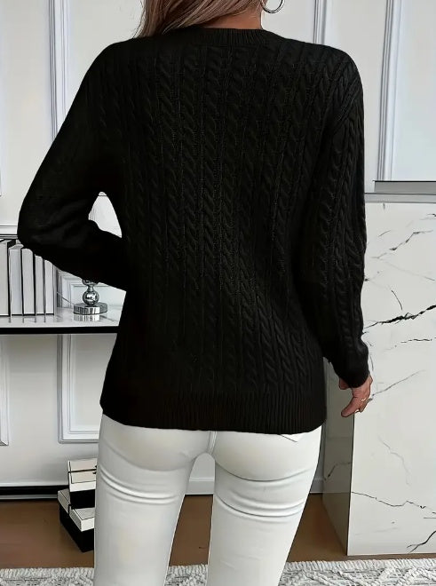 Solid Color Crew Neck Pullover Sweater