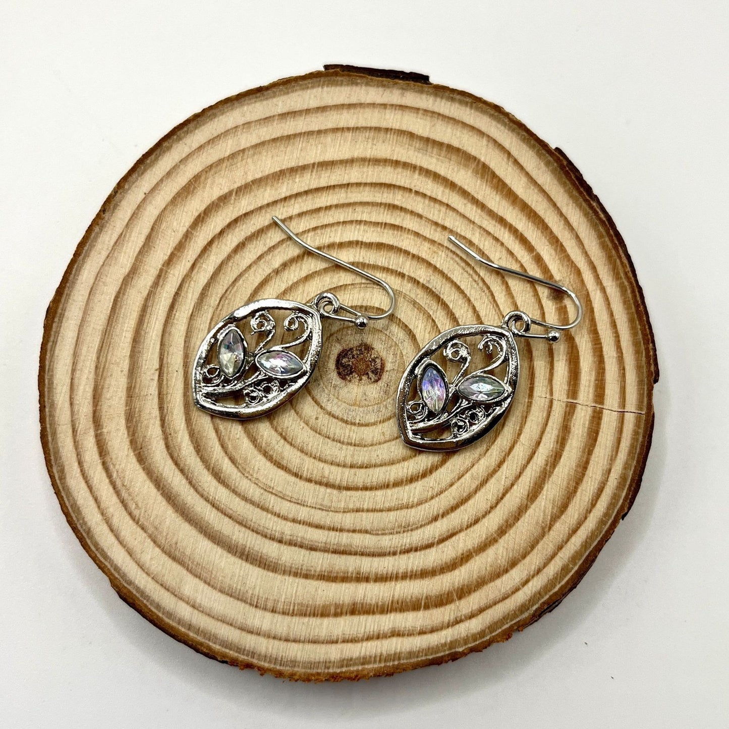 Europe And America Creative Leaves Embedded Colorful Moonstone Earrings Women