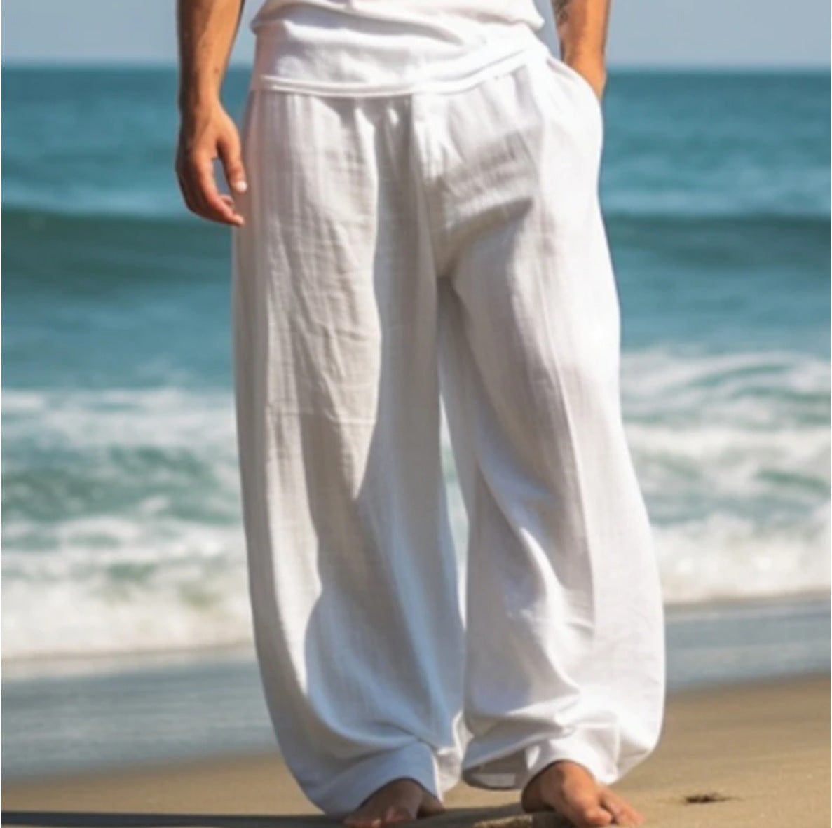 Pants Beach Solid Color Straight