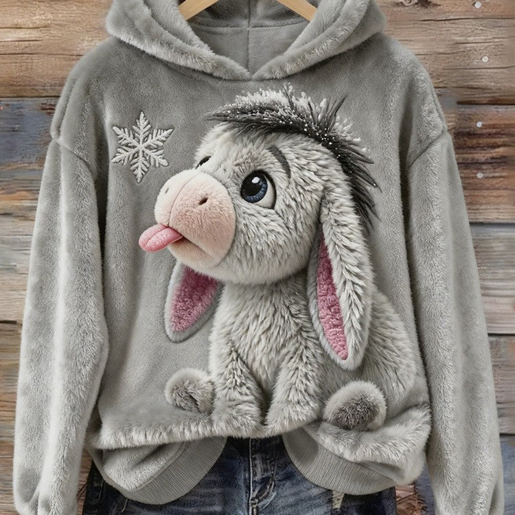 Womens Printed Hoodie Solid-Color Hooded Sweatshirt Top
